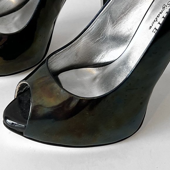 RON White Signature Patent Leather peep toe Stiletto heel Italy, sz 36 (US 5.5) - Picture 7 of 12